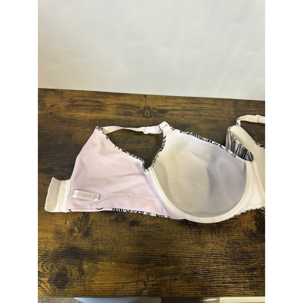 Cacique x Lane Bryant Lightly Lined Balconette Bra Pink & Black Tropical 42DDD - Picture 8 of 10
